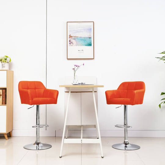 vidaXL Barstolar 2 st med armstöd orange konstläder