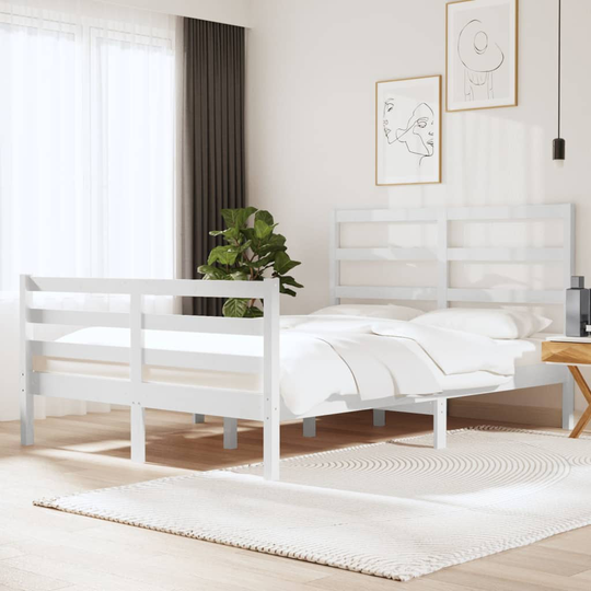 vidaXL Sängram vit massivt trä furu 120x190 cm