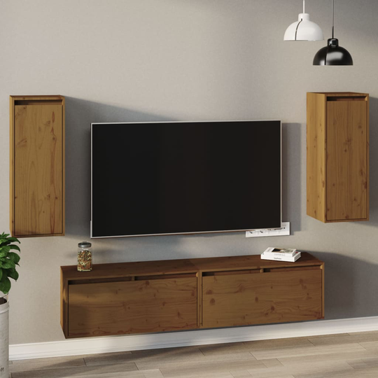 vidaXL Väggskåp 2 st honungsbrun 30x30x80 cm massiv furu
