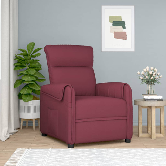vidaXL Reclinerfåtölj vinröd tyg