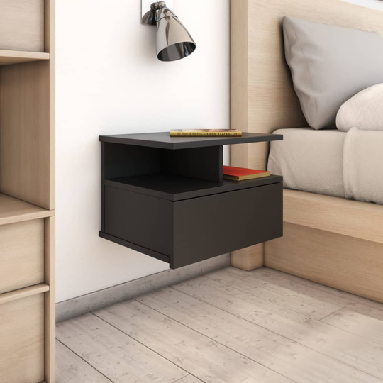 vidaXL Svävande sängbord 2 st svart 40x31x27 cm spånskiva