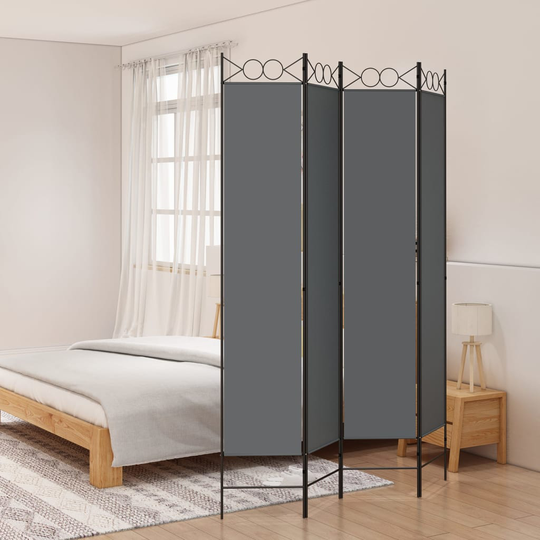 vidaXL Rumsavdelare 4 paneler antracit 120x220 cm tyg