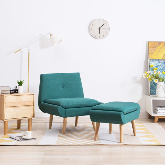 vidaXL Fåtölj med fotpall tyg grön tyg