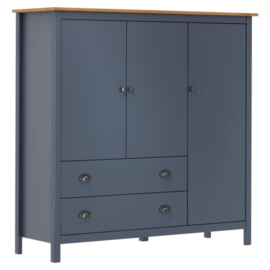 vidaXL Garderob 3 dörrar Hill Range grå 142x45x137 cm massiv furu
