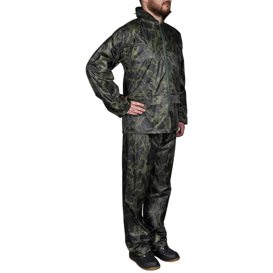 Regnställ med Huva Herrar Tvådelat Camouflage XXL