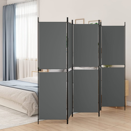 vidaXL Rumsavdelare 5 paneler antracit 250x180 cm tyg