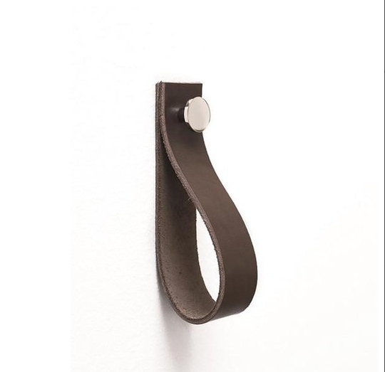 Linfalk Handdukshängare läder/metall Längd 150mm brun-nickel 0154L-3207