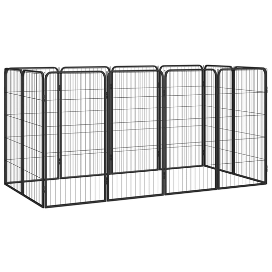 vidaXL Hundbur 12 paneler svart 50x100 cm pulverlackerat stål