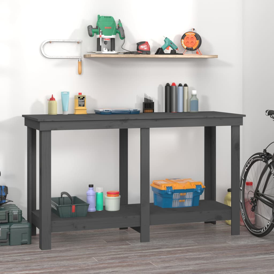vidaXL Skobänk grå 140x50x80 cm massiv furu