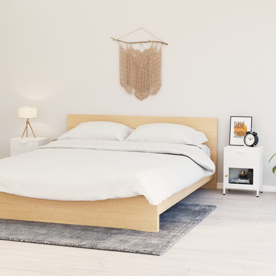 vidaXL Sängbord 2 st vit 40x30x54,5 cm stål och glas