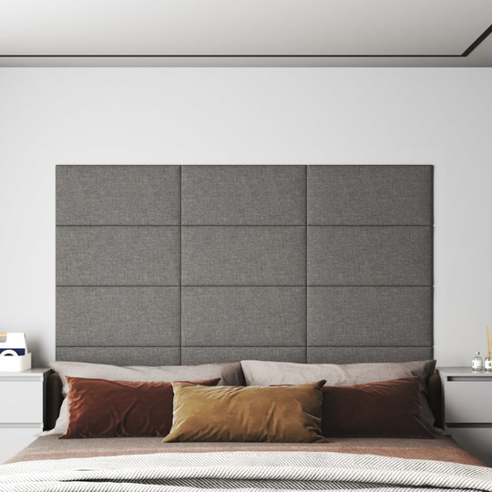 vidaXL Väggpaneler 12 st ljusgrå 60x30 cm tyg 2,16 m²