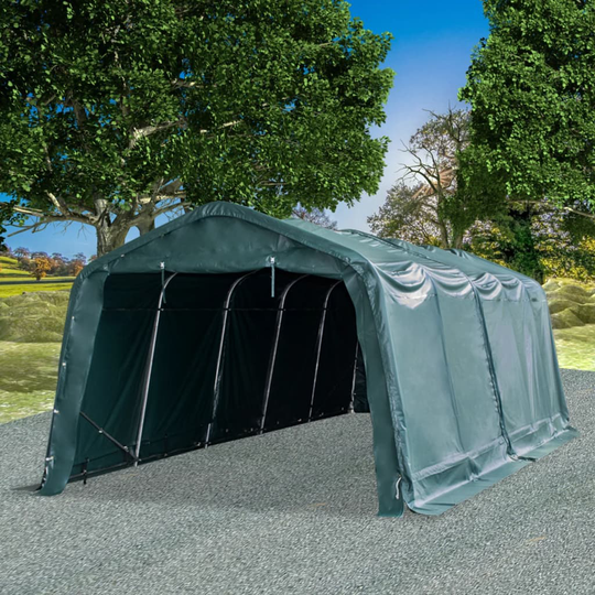 vidaXL Vindskydd för boskap PVC 550 g/m² 3,3x8 m mörkgrön