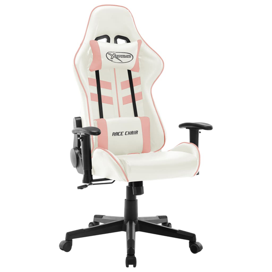 vidaXL Gamingstol vit och rosa konstläder