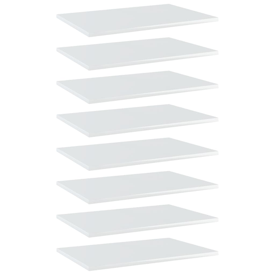 vidaXL Hyllplan 8 st vit högglans 60x40x1,5 cm spånskiva