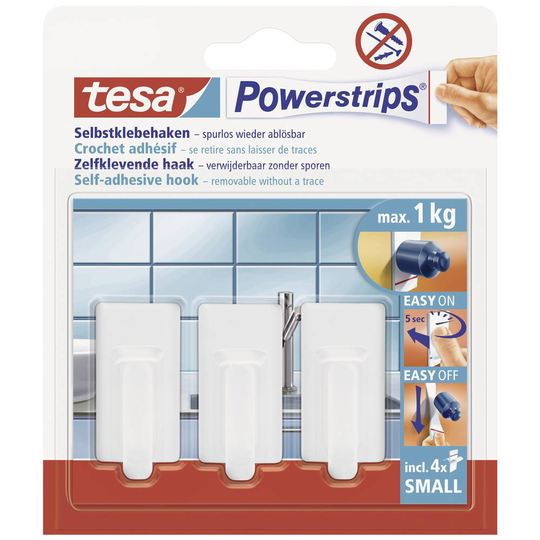 Tesa Powerstrip® krokar Small Classic Vit POWERSTRIPS® tesa Innehåll: 3 st