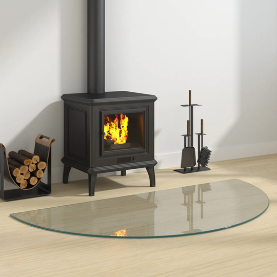 vidaXL Glasskiva för öppen spis halvrund 1200x600 mm