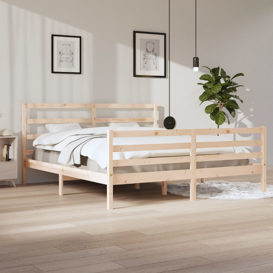 vidaXL Sängram massiv furu 200x200 cm