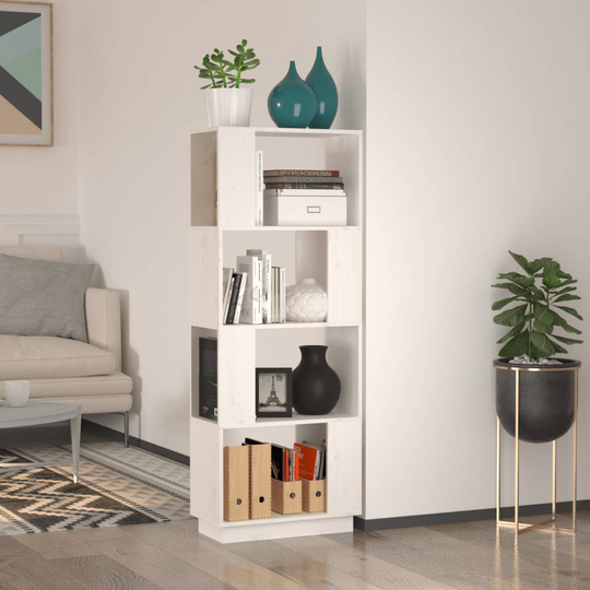 vidaXL Bokhylla/rumsavdelare vit 51x25x132 cm massiv furu