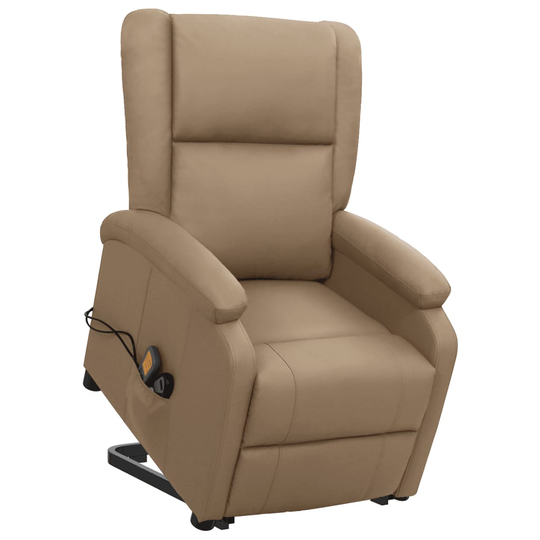 vidaXL Massagefåtölj med uppresningsfunktion cappuccino konstläder