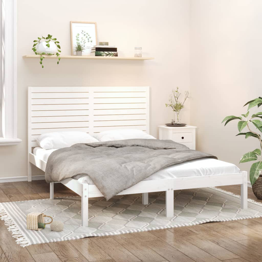 vidaXL Sängram vit massivt trä 140x200 cm