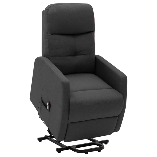 vidaXL Reclinerfåtölj med uppresningshjälp mörkgrå tyg