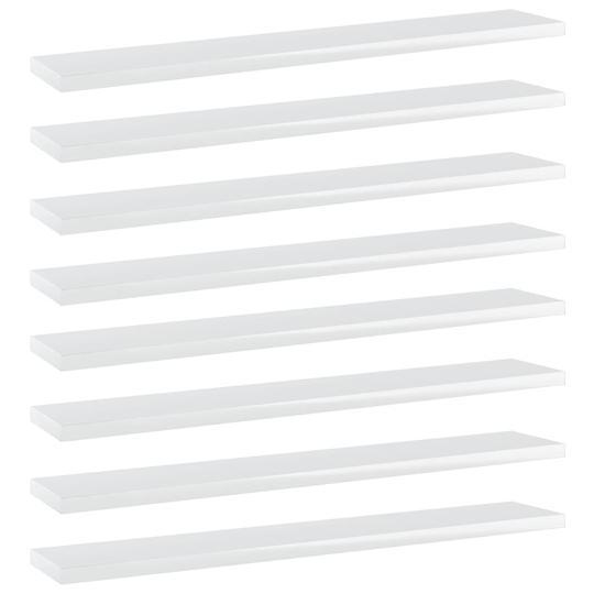 vidaXL Hyllplan 8 st vit högglans 60x10x1,5 cm spånskiva
