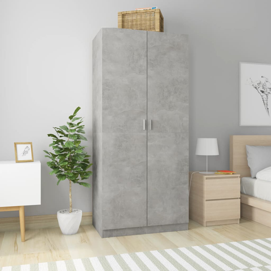 vidaXL Garderob betonggrå 90x52x200 cm spånskiva