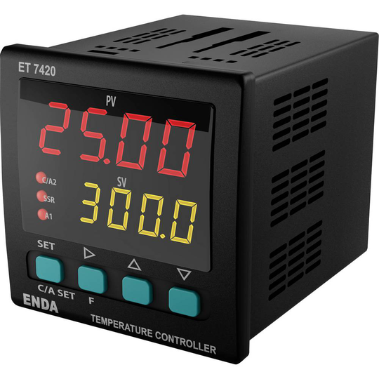 Enda ET7420-230 PID Termostat Pt100, J, K, T, S, R Relä 2 A, SSR (L x B x H) 101 x 72 x 72 mm