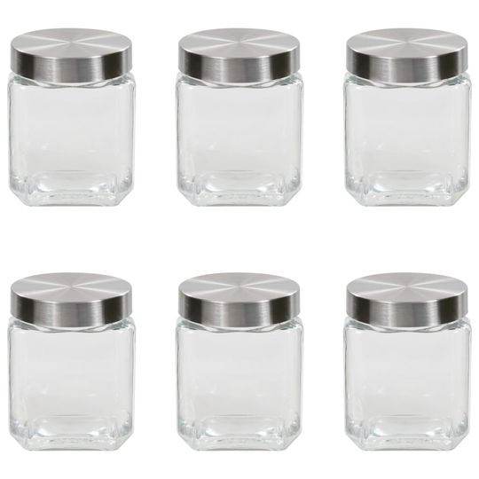vidaXL Förvaringsburkar i glas med silvriga lock 6 st 1200 ml