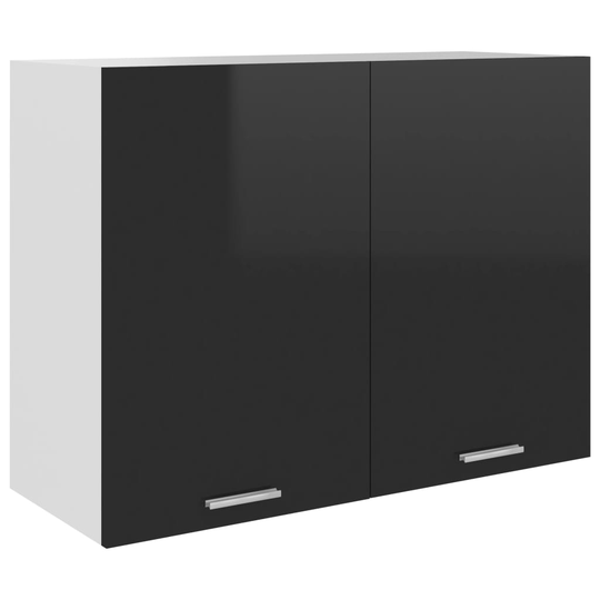 vidaXL Väggskåp svart högglans 80x31x60 cm konstruerat trä