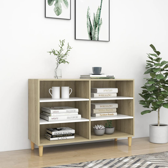 vidaXL Skänk vit och sonoma-ek 103,5x35x70 cm spånskiva