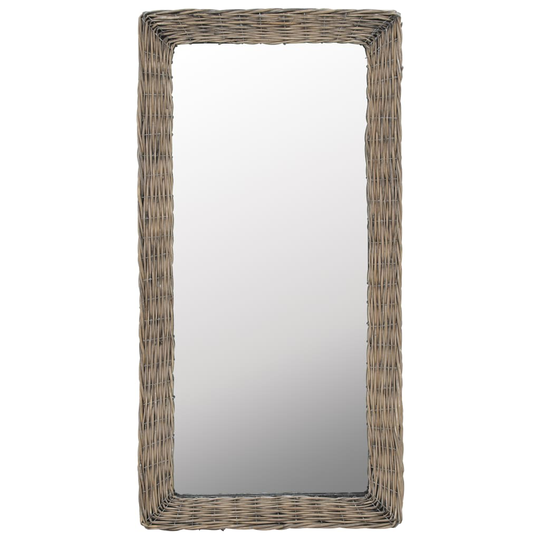 vidaXL Spegel i korgmaterial 50x100 cm brun