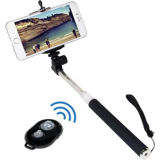 Selfie Stick LogiLink BT0034 8.7 cm 1/4 Svart, Silver inkl. handrem