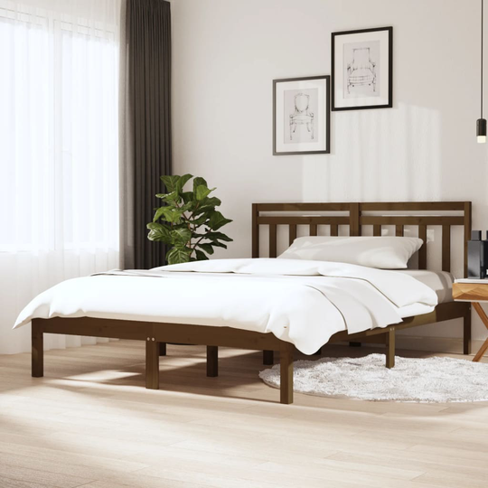 vidaXL Sängram honungsbrun massivt trä 150x200 cm