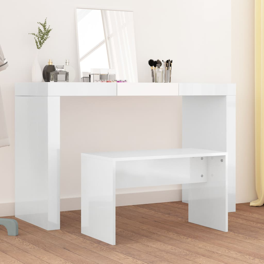 vidaXL Sminkpall vit högglans 70x35x45 cm konstruerat trä