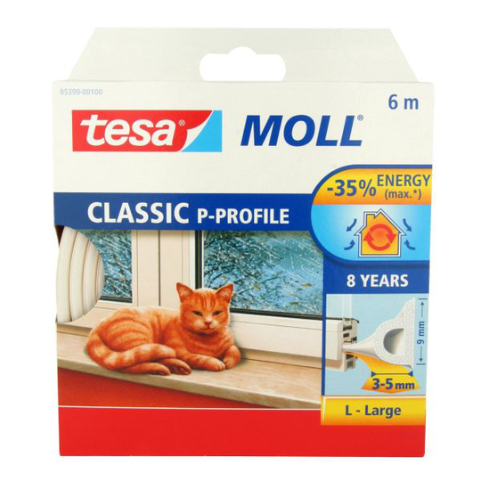 Tesa P-list 55703-00100-00 Tätningslist EPDM, 100 m, 9 mm x 5.5 mm Vit