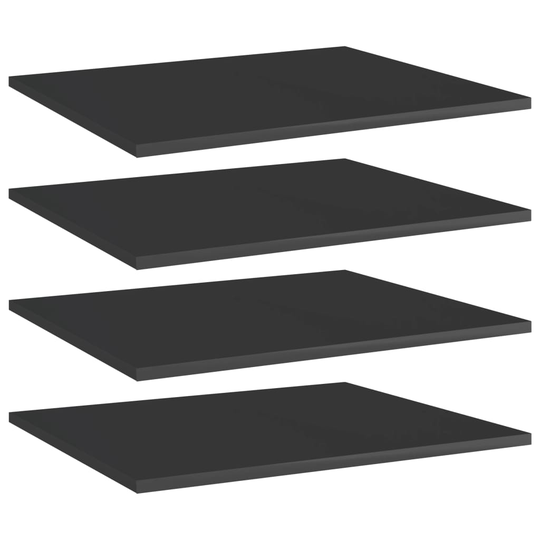 vidaXL Hyllplan 4 st svart högglans 60x50x1,5 cm spånskiva