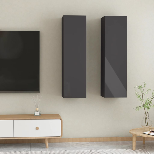 vidaXL TV-skåp 2 st grå högglans 30,5x30x110 cm spånskiva