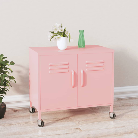 vidaXL Förvaringsskåp rosa 60x35x49 cm stål