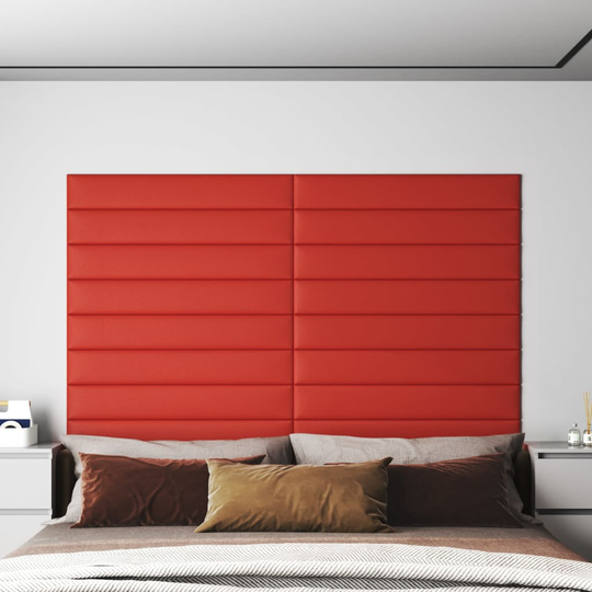 vidaXL Väggpaneler 12 st röd 90x15 cm konstläder 1,62 m²