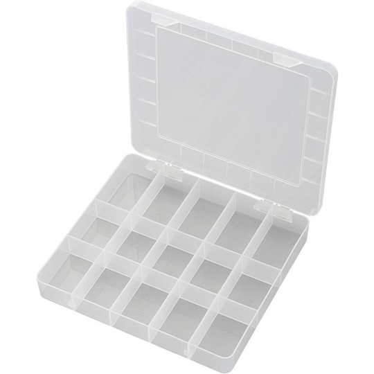 TRU COMPONENTS PP15-01 Låda (L x B x H) 200 x 175 x 26 mm Antal fack: 15 fast underavdelning