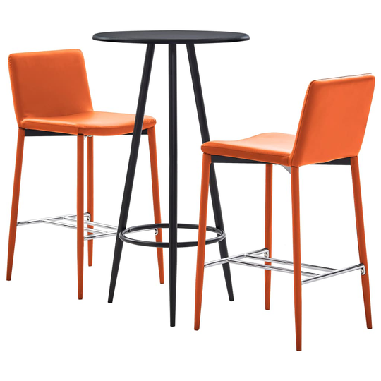 vidaXL Bargrupp 3 delar konstläder orange