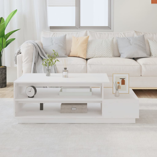 vidaXL Soffbord vit 120x50x40,5 cm massiv furu