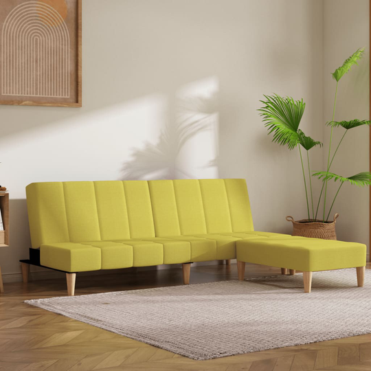 vidaXL Bäddsoffa 2-sits med pall grön tyg