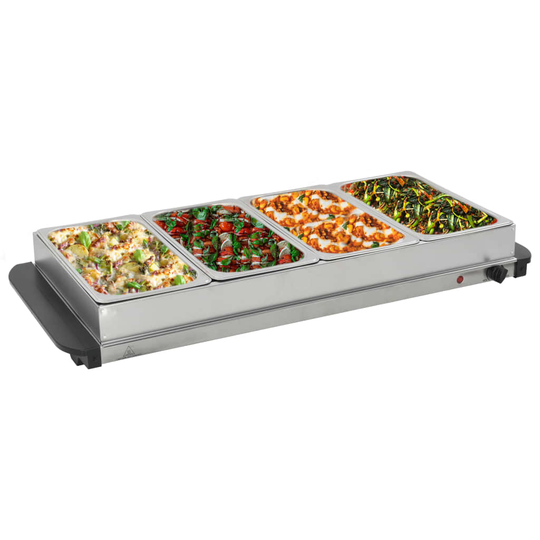vidaXL Buffévärmare rostfritt stål 400 W 4x2,5 L