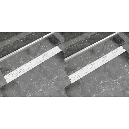 vidaXL Avlång golvbrunn 2 st bubblor rostfritt stål 930x140 mm