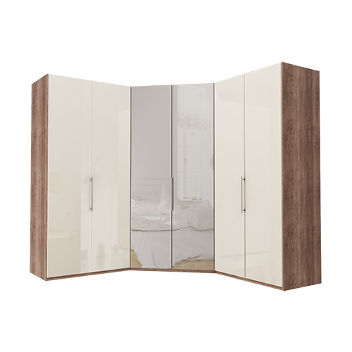 Garderob Atlanta - Mörk rustik ek 100 + walk-in + 100, 216 cm