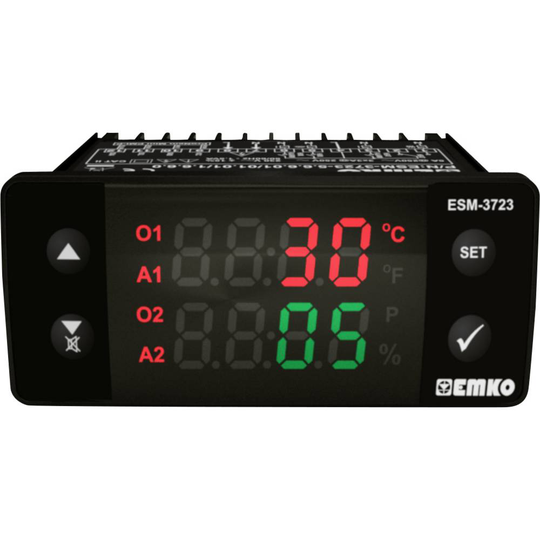 Emko ESM-3723.2.3.5.0.1/01.01/1.0.0.0 2-punkts- och PID-regulator Termostat NTC 0 till 100 °C Relä 5 A (L x B x H) 65 x 76 x 35 mm