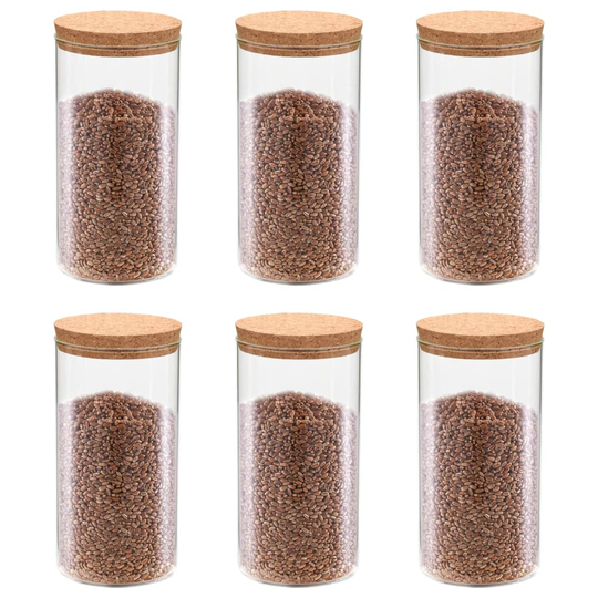 vidaXL Förvaringsburkar i glas med korklock 6 st 1400 ml