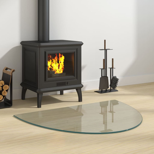 vidaXL Glasskiva för öppen spis halvrund 800x600 mm